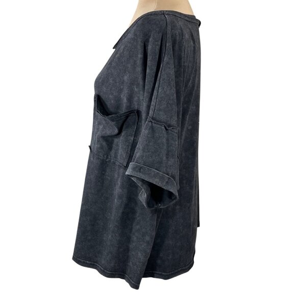 Ashlee by Amaryllis T-Shirt Oversized Washed out Black Size M Medium - Picture 2 of 6